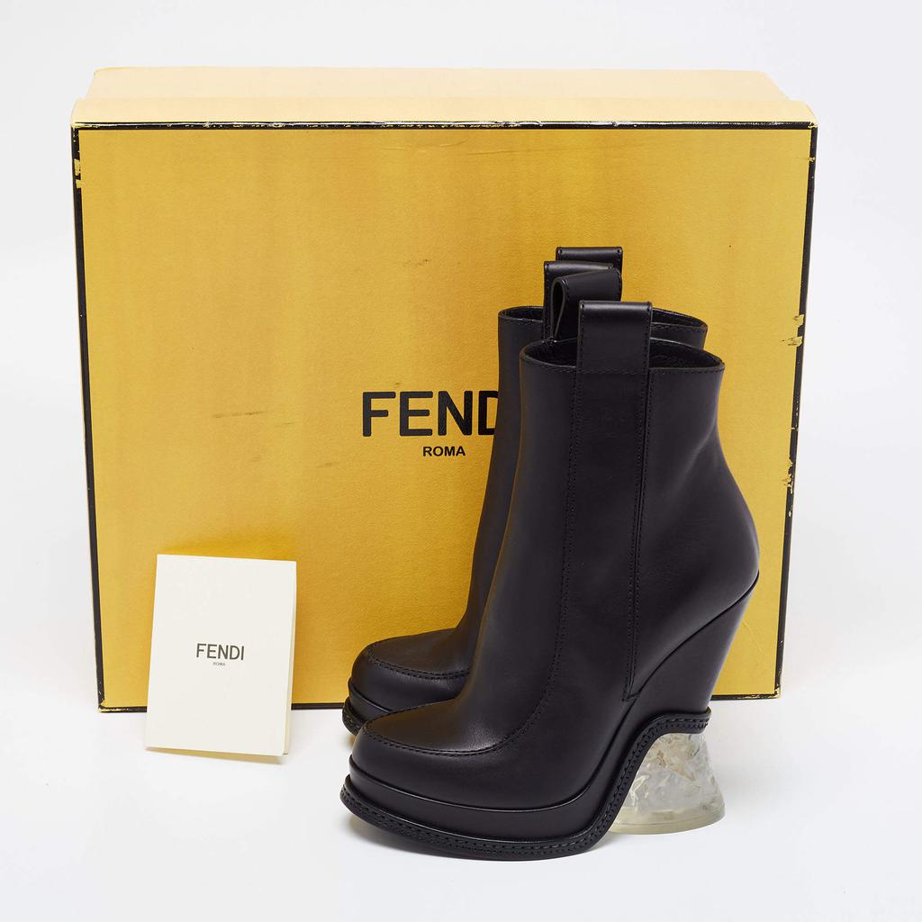 Fendi Black Leather Ice Heel Ankle Boots Size 36商品第8张图片规格展示