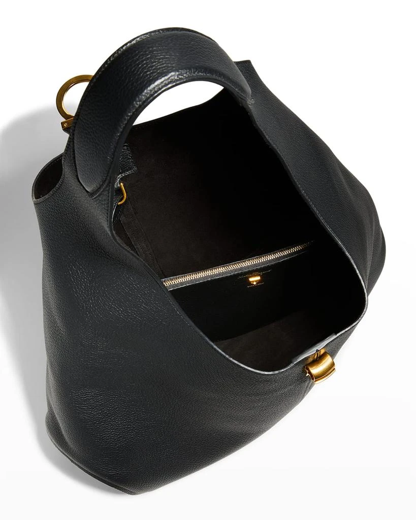 商品Salvatore Ferragamo|Margot Gancio Pebbled Leather Hobo Bag,价格¥8714,第5张图片详细描述