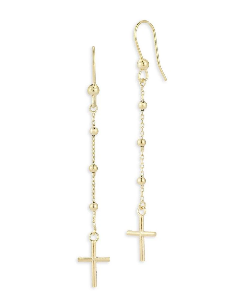 商品Moon & Meadow|14K Yellow Gold Cross Rosary Drop Earrings,价格¥2950,第1张图片详细描述