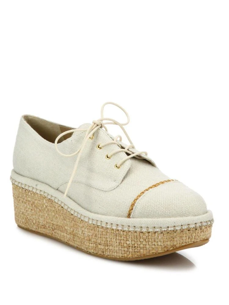 商品Stuart Weitzman|Mantra Linen & Raffia Platform Creepers,价格¥1364,第1张图片