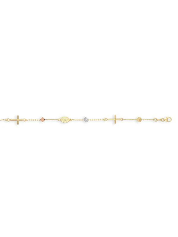 商品Saks Fifth Avenue|Tri Tone 14K Yellow, White & Rose Gold Rosary Bracelet,价格¥2460,第1张图片