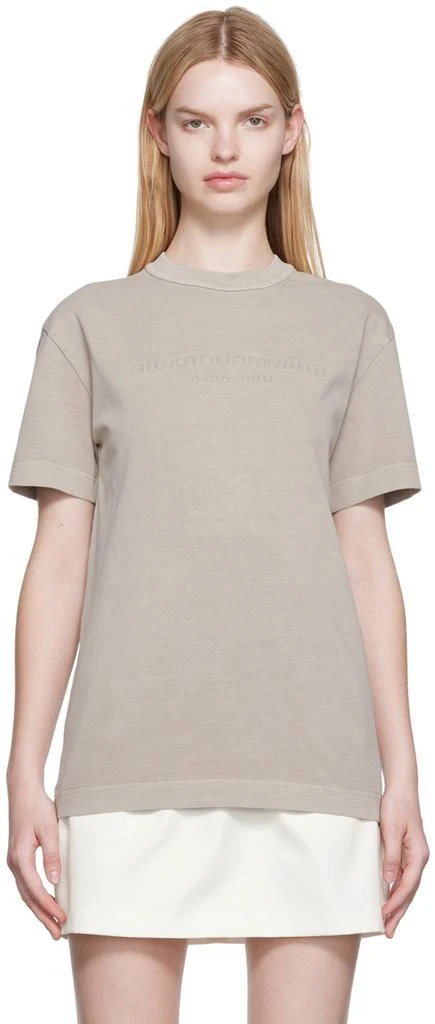 商品Alexander Wang|Taupe Embossed Logo T-Shirt,价格¥1150,第1张图片