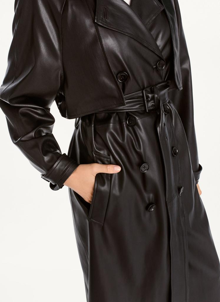 Faux Leather Trench Coat商品第4张图片规格展示