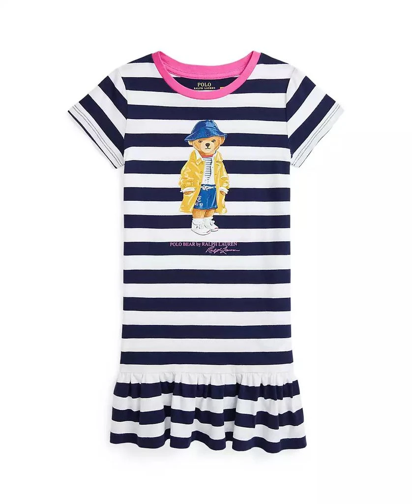 商品Ralph Lauren|Toddler and Little Girls Striped Polo Bear Cotton Jersey Dress,价格¥497,第1张图片