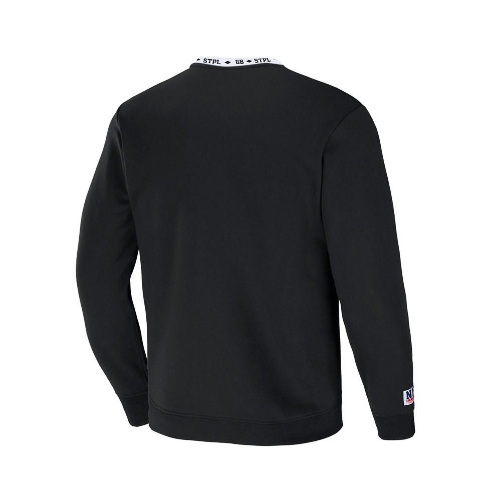 Men's NFL X Staple Black Green Bay Packers Embroidered Fundementals Globe Pullover Crew Sweatshirt商品第3张图片规格展示