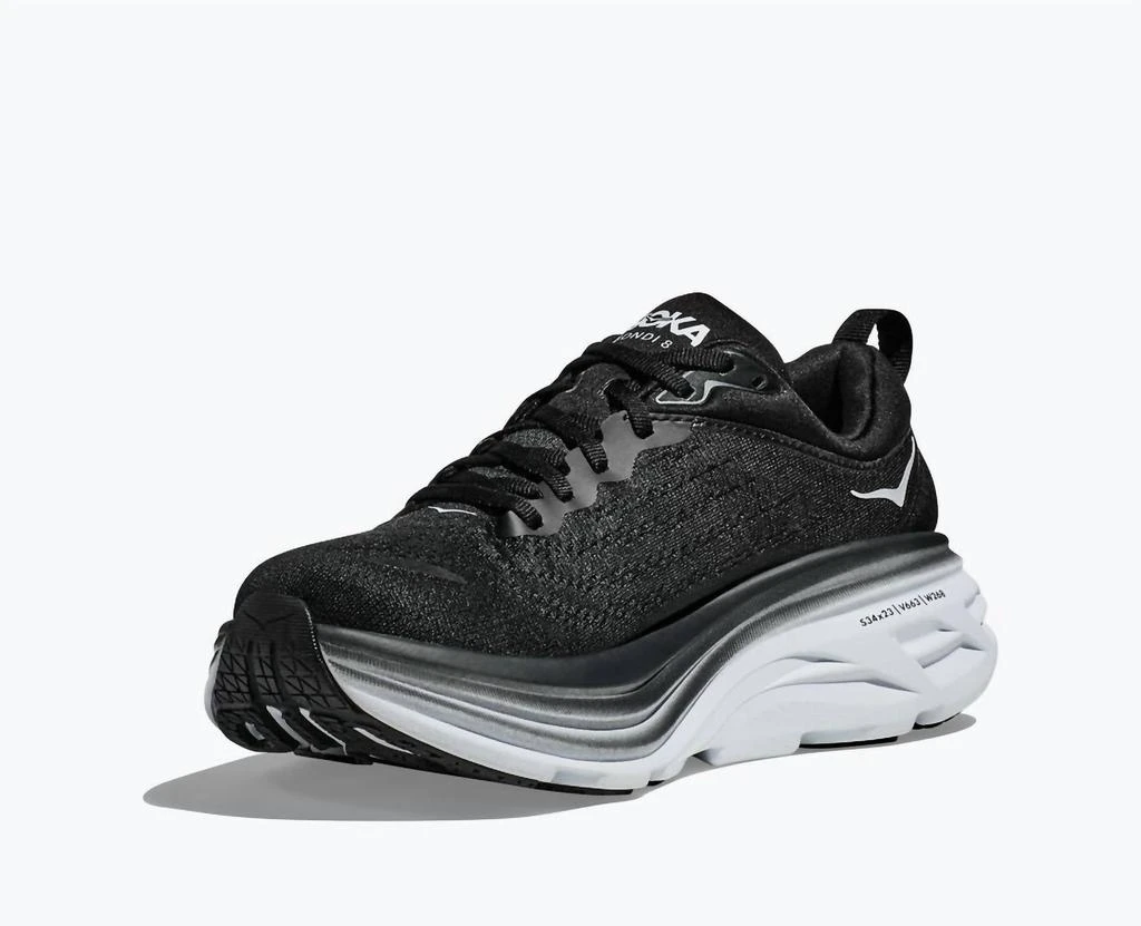 商品Hoka One One|Women's Bondi 8 Running Shoes - Wide In Black/white,价格¥913,第2张图片详细描述