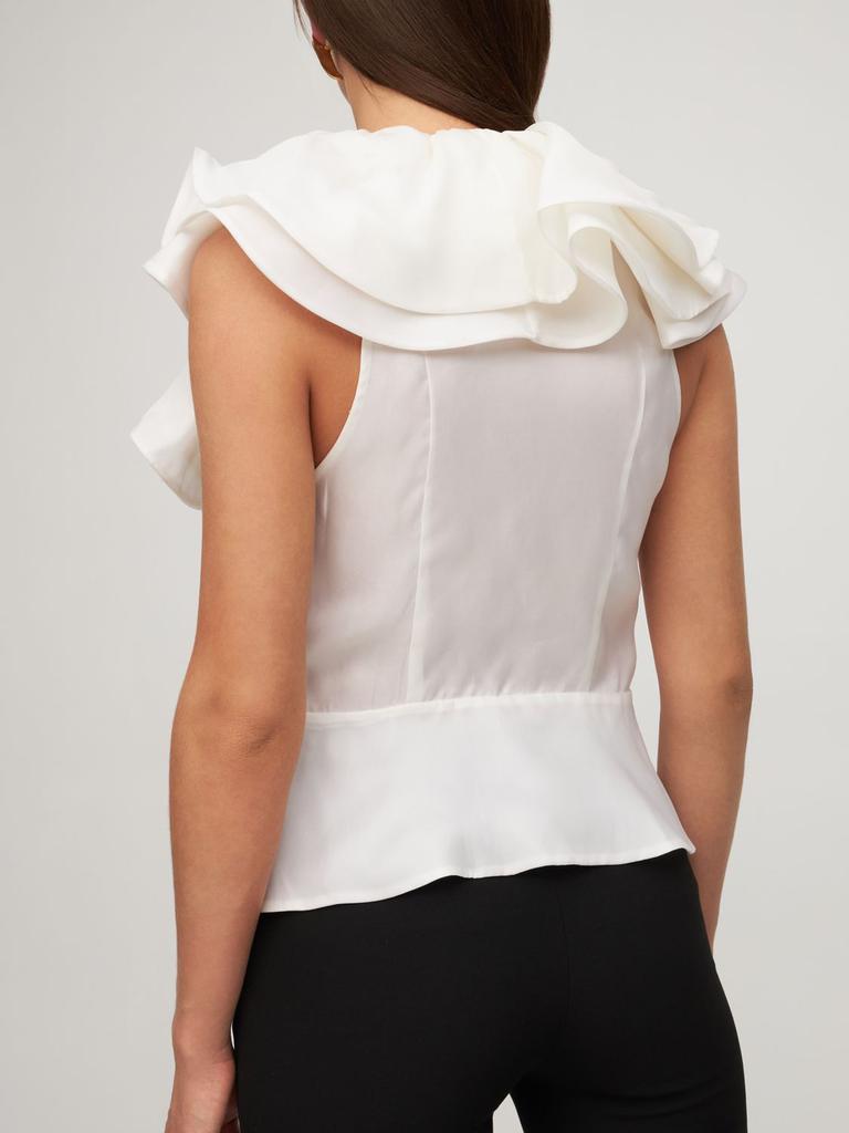 Sleeveless Silk Top W/ Ruffled Collar商品第2张图片规格展示