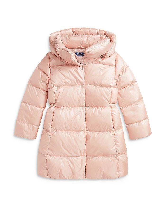 商品Ralph Lauren|Girls' Metallic Down Hooded Long Jacket - Little Kid, Big Kid,价格¥1854,第1张图片