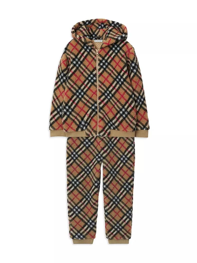 商品Burberry|Little Kid's & Kid's Check Zip Fleece Hoodie,价格¥4571,第2张图片详细描述