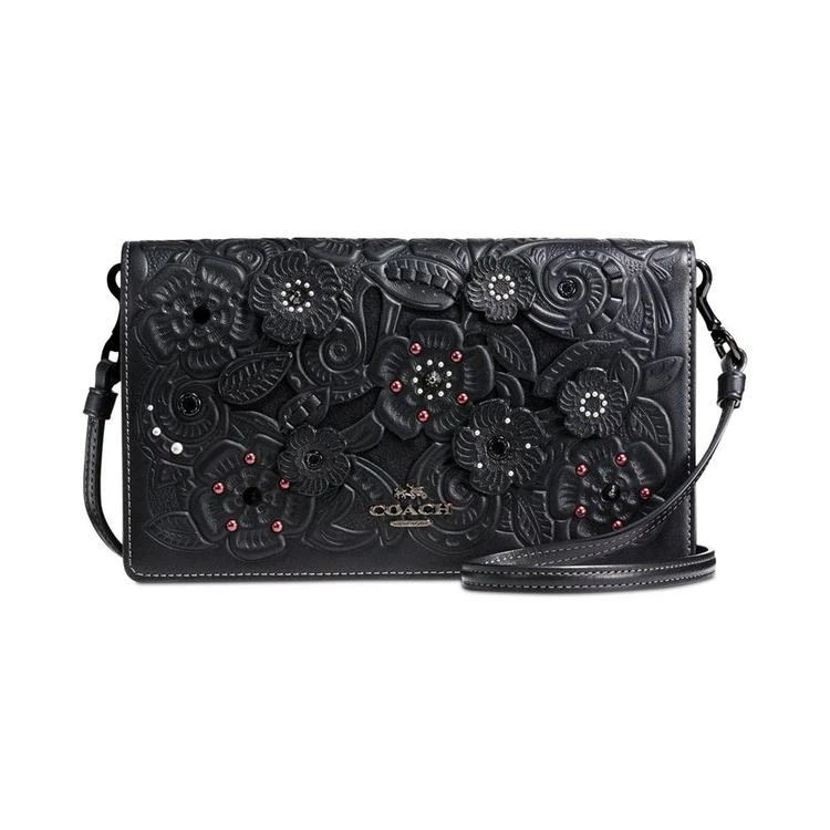 商品Coach|Foldover Crossbody Clutch in Glovetanned Leather with Tea Rose Tooling,价格¥1226,第1张图片