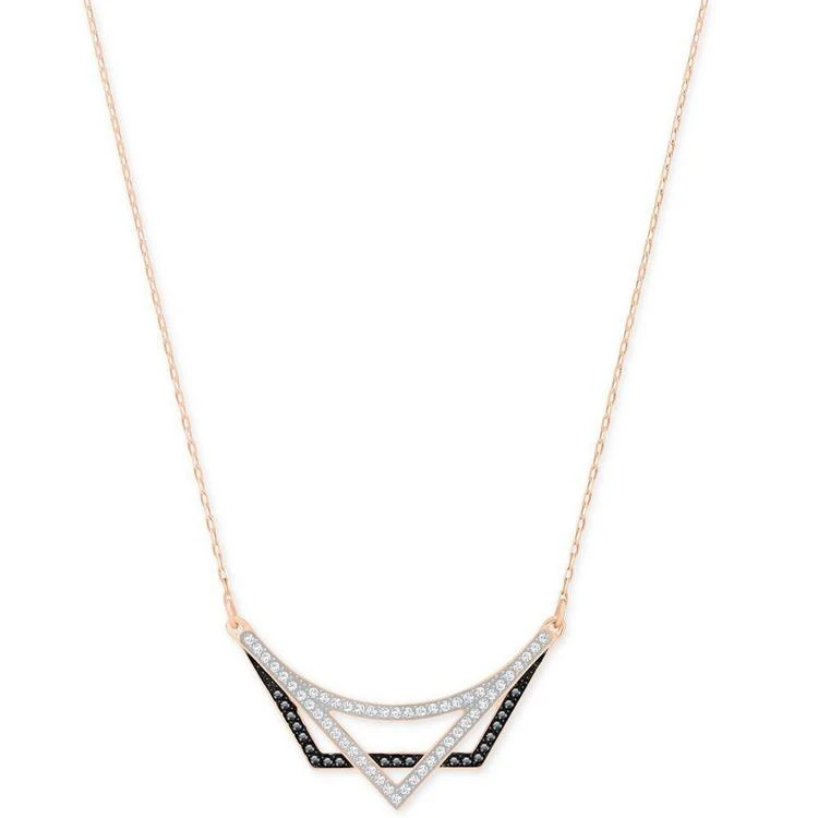 商品Swarovski|Rose Gold-Tone Clear and Jet Pavé Geometric Pendant Necklace,价格¥741,第1张图片