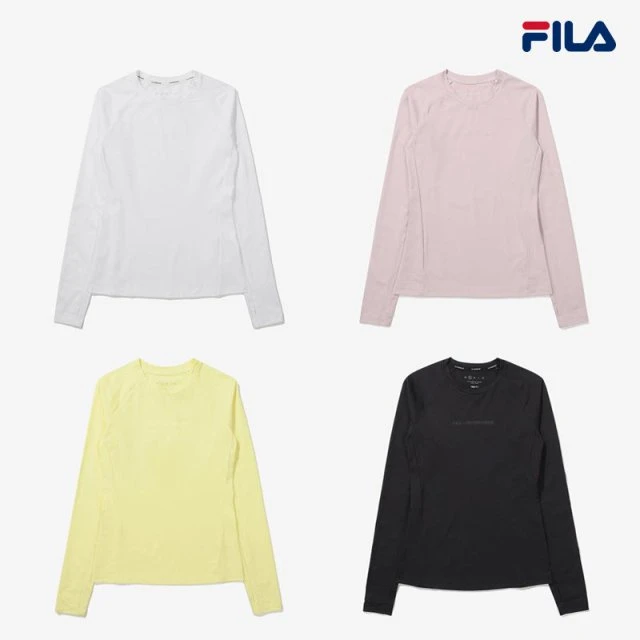 商品Fila|【享贝家】FILA HQ 女士基本款长袖T恤白色/黄色/粉色FS2RLE1252F（特价活动款）,价格¥158,第1张图片