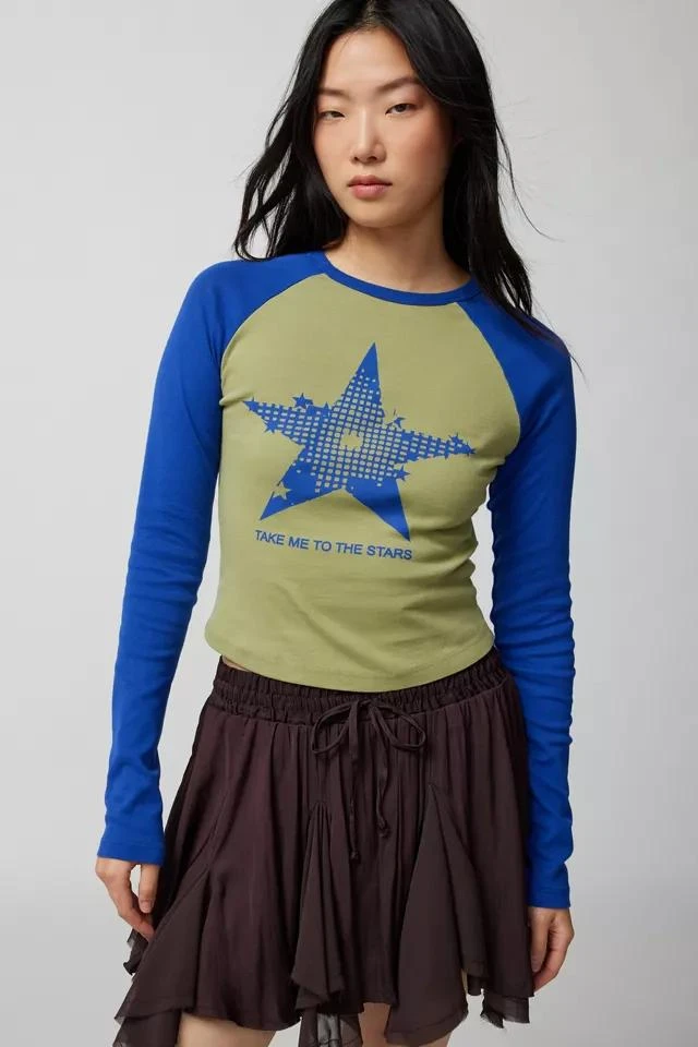 商品Urban Outfitters|Take Me To The Stars Long Sleeve Raglan Tee,价格¥227,第1张图片详细描述