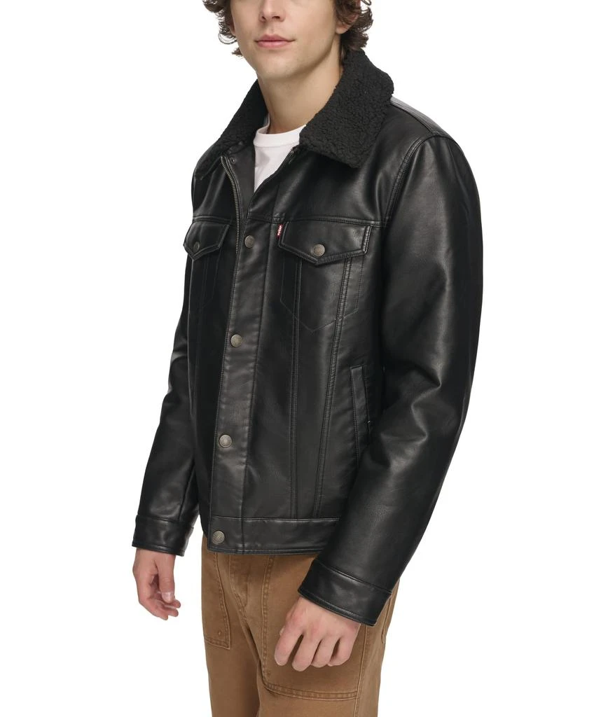 商品Levi's|Faux Leather Trucker with Sherpa Lined Collar,价格¥674,第3张图片详细描述