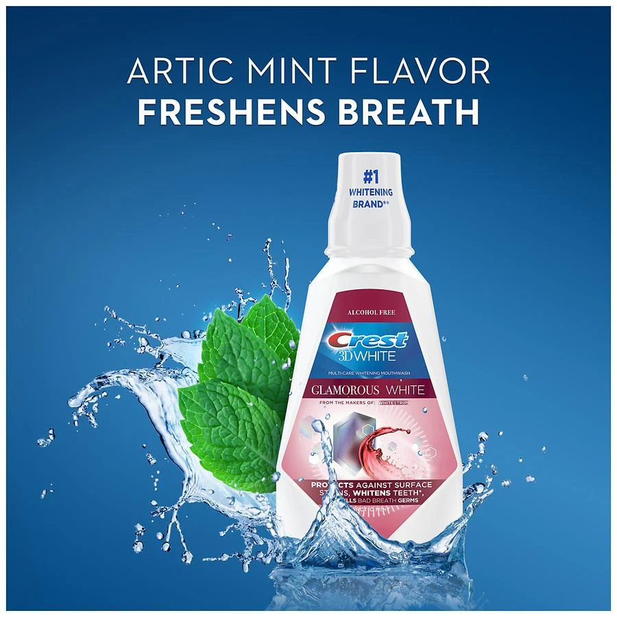 商品Crest|3D White Glamorous White Alcohol Free Multi-Care Whitening Mouthwash Arctic Mint,价格¥32,第3张图片详细描述