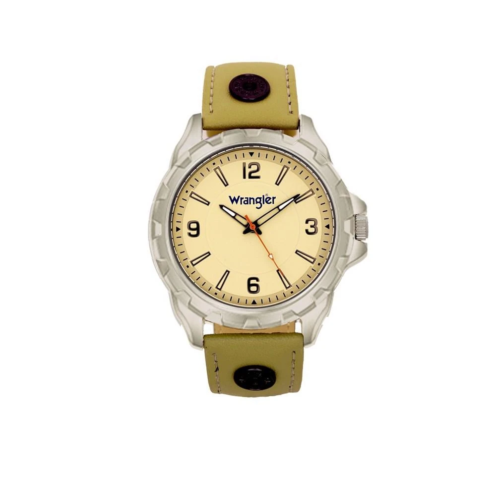 商品Wrangler|Men's Taupe Leather Strap Watch, 46MM,价格¥232,第1张图片
