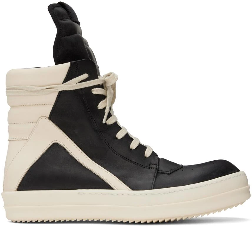 商品Rick Owens|Black & Off-White Geobasket Sneakers,价格¥5479,第1张图片