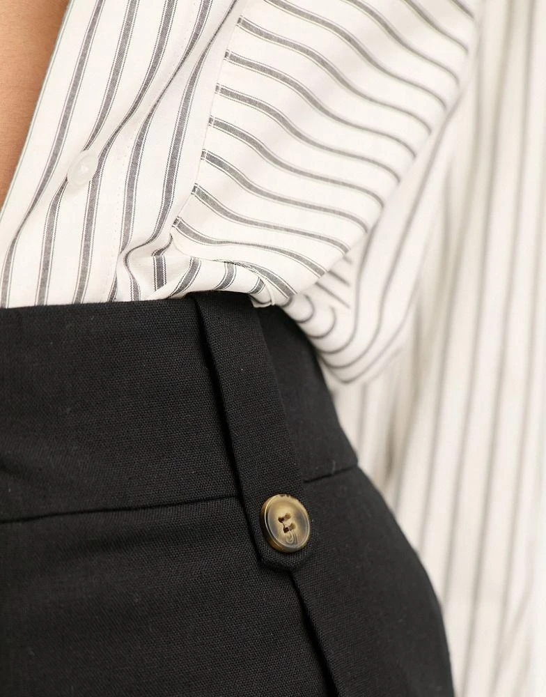 商品ASOS|ASOS DESIGN mom short with waist tabs with linen in black,价格¥125,第3张图片详细描述