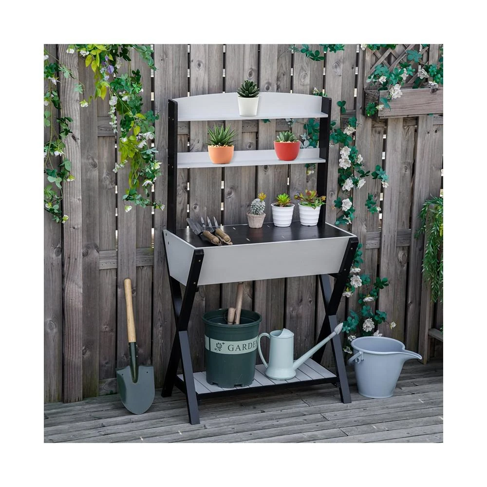 商品Outsunny|Garden Potting Bench Workstation with Hidden Storage Box and Shelves,价格¥482,第2张图片详细描述