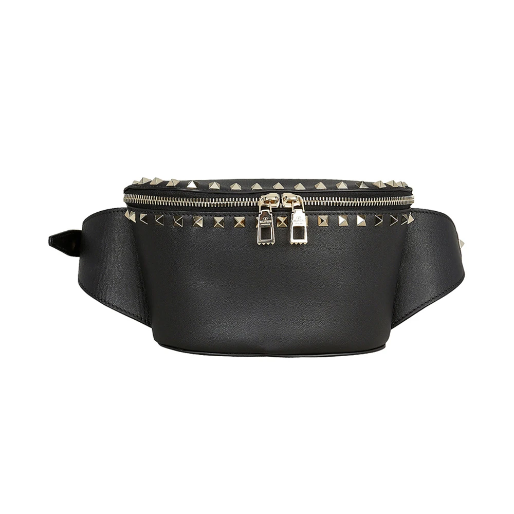 商品[国内直发] Valentino|VALENTINO 女士黑色铆钉拉链腰包 RW2B0D15-BOL-0NO,价格¥5773,第1张图片