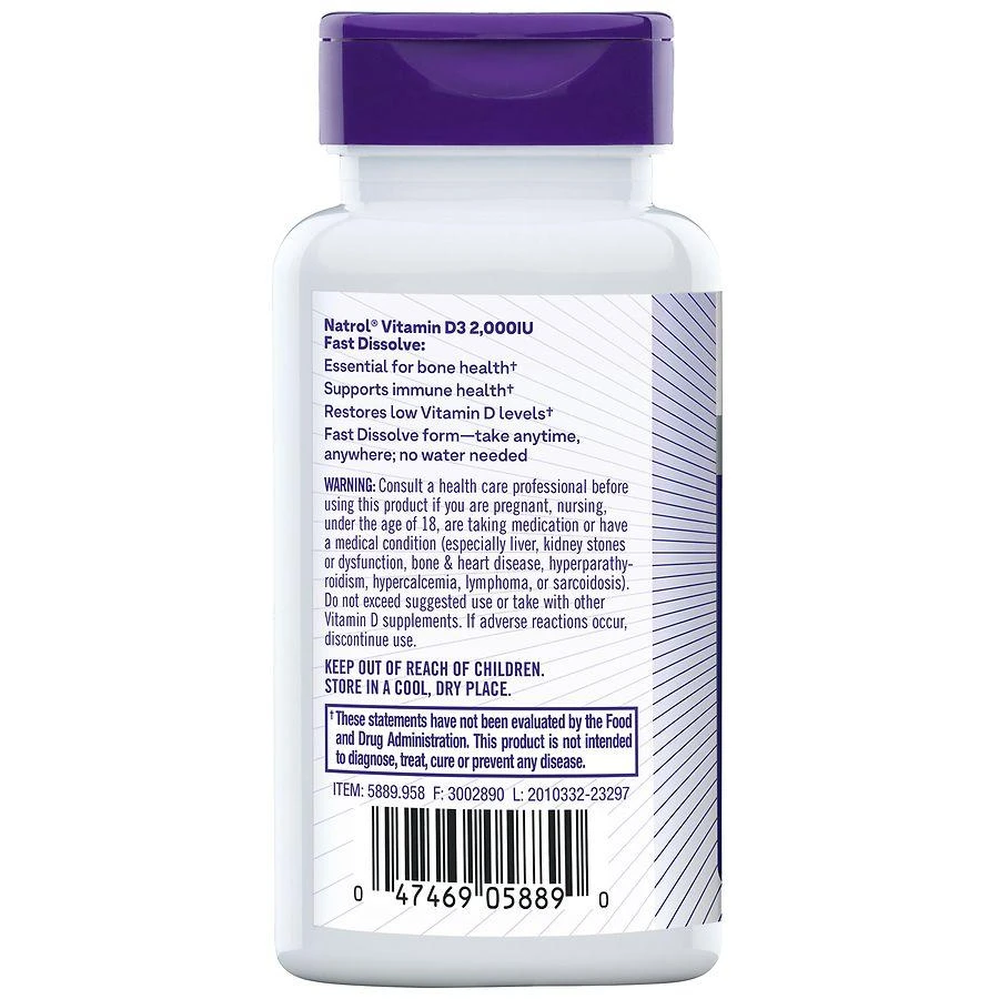 商品Natrol|Vitamin D3 Bone & Joint Health Tablets Strawberry,价格¥67,第3张图片详细描述