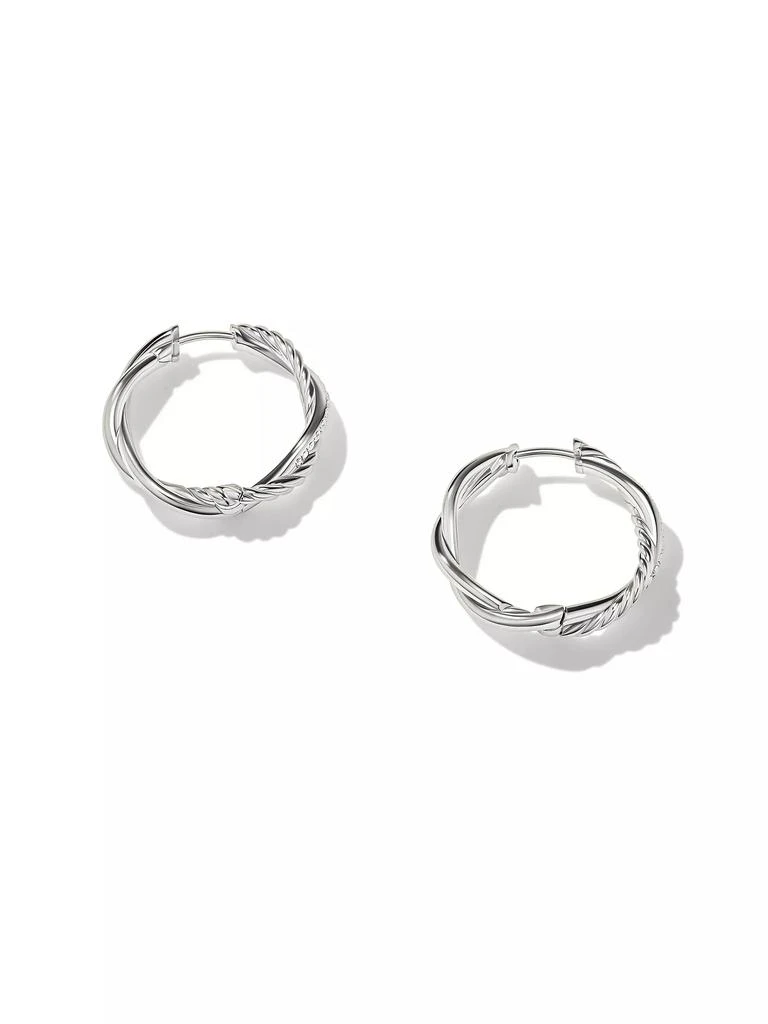 商品David Yurman|Petite Infinity Hoop Earrings in Sterling Silver with Diamonds, 17.3MM,价格¥11249,第2张图片详细描述