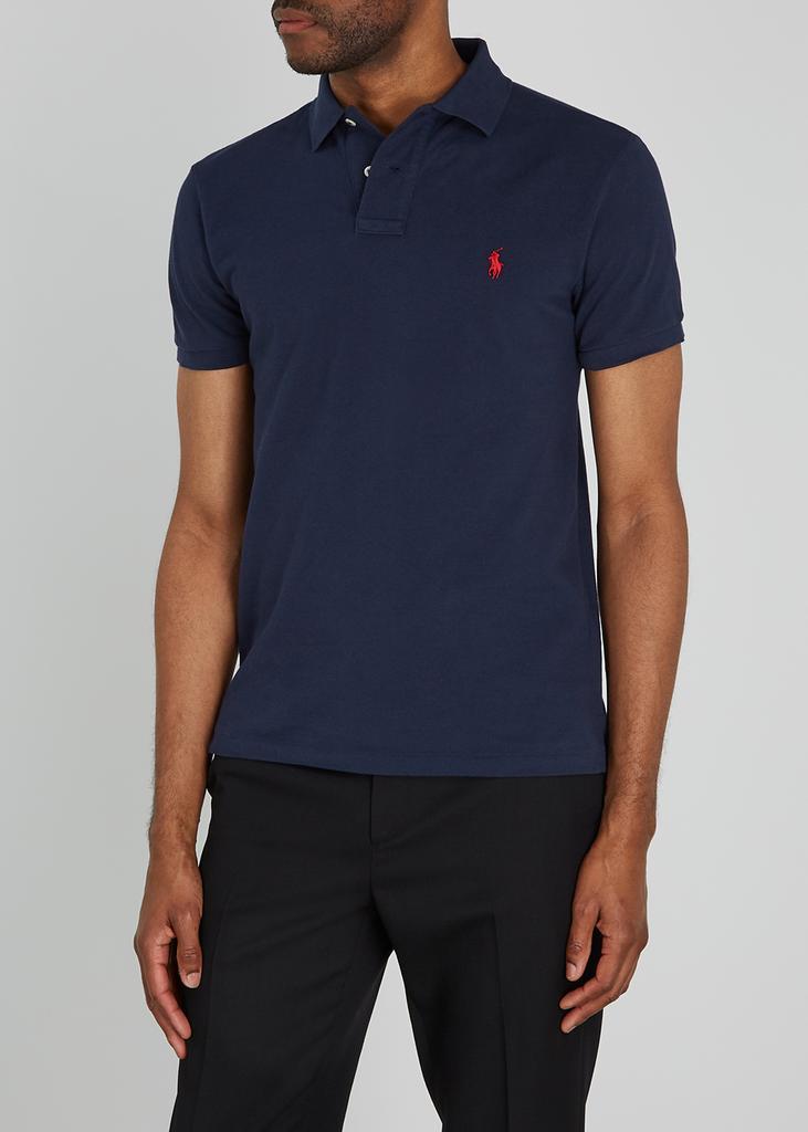 商品Ralph Lauren|Navy slim piqué cotton polo shirt,价格¥966,第4张图片详细描述