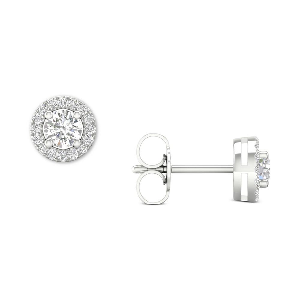 2-Pc. Set Diamond Halo Pendant Necklace & Matching Stud Earrings (5/8 ct. t.w.) in 14k White Gold商品第2张图片规格展示