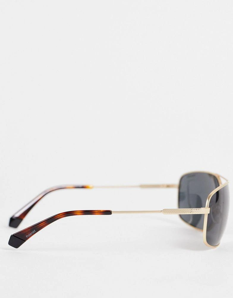 商品Polaroid|Polaroid rectangle aviator sunglasses in black and gold 2101/S,价格¥189,第3张图片详细描述