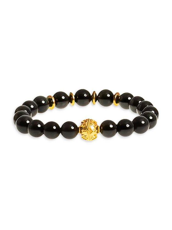 商品Jean Claude|24K Gold Vermeil & Obsidian Beaded Bracelet,价格¥495,第2张图片详细描述