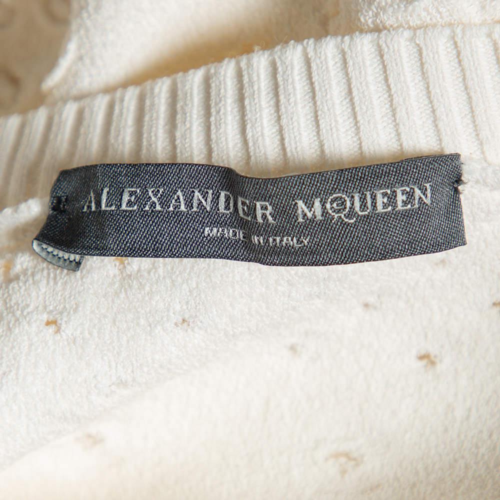 Alexander McQueen White Eyelet Knit Long Sleeve Sweater XS商品第5张图片规格展示