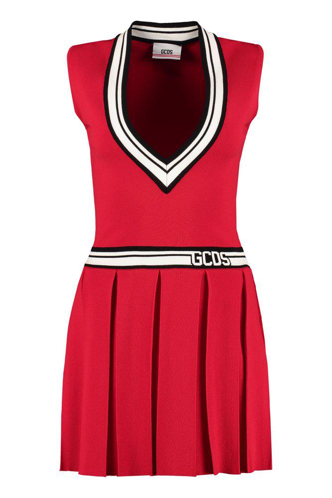GCDS Contrasting Trim V-Neck Tennis Dress商品第1张图片规格展示