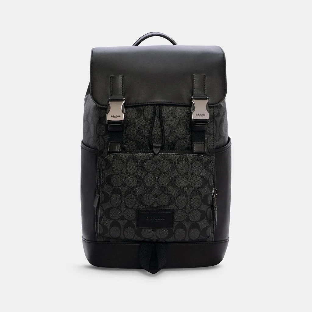 商品Coach|Coach Outlet Track Backpack In Signature Canvas,价格¥2330,第1张图片