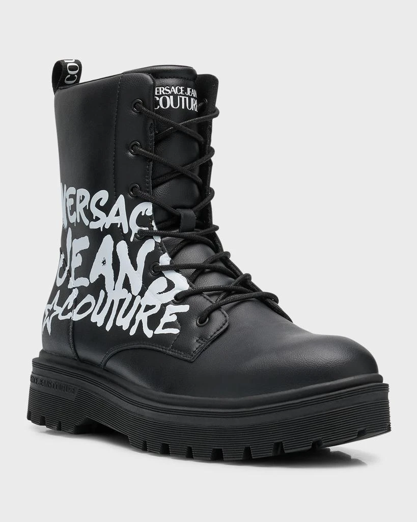 商品Versace|Men's Syrius Graffiti Logo Leather Combat Boots,价格¥2896,第3张图片详细描述