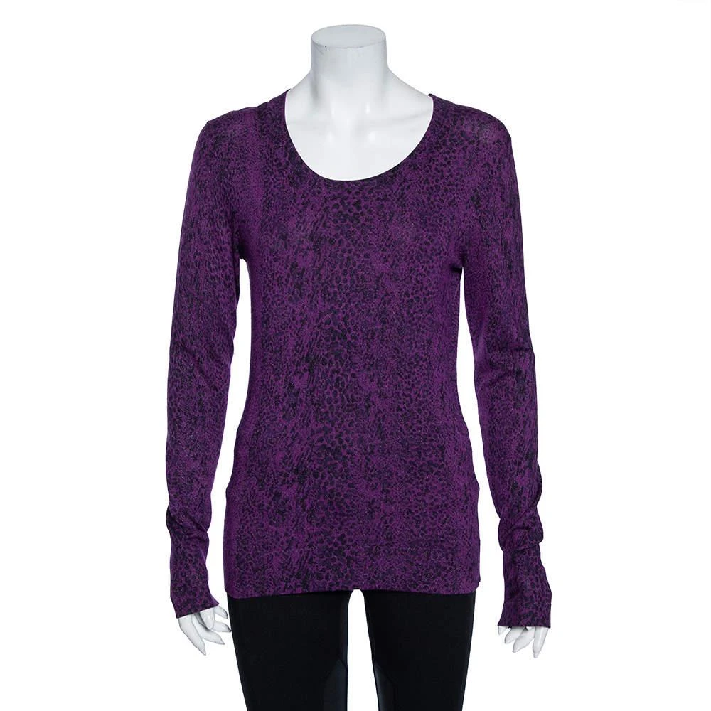 商品[二手商品] Diane von Furstenberg|Diane Von Furstenberg Purple Animal Print Knit Neva Top S,价格¥809,第1张图片