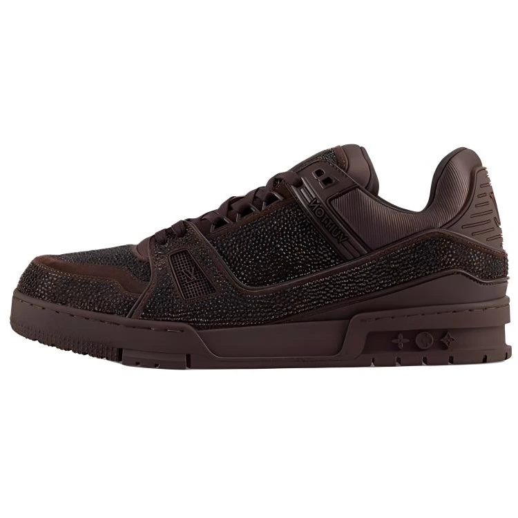 商品[国内直发] Louis Vuitton|Trainer 施华洛世奇水晶 系带圆头 低帮 板鞋 男款 棕色,价格¥43847,第1张图片