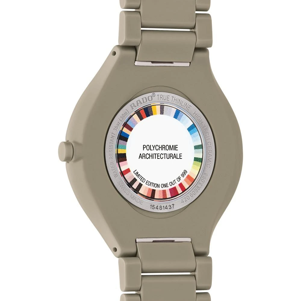 商品Rado|Unisex Swiss True Thinline Les Couleurs Le Corbusier Gray High-Tech Ceramic Bracelet Watch 39mm,价格¥15560,第3张图片详细描述