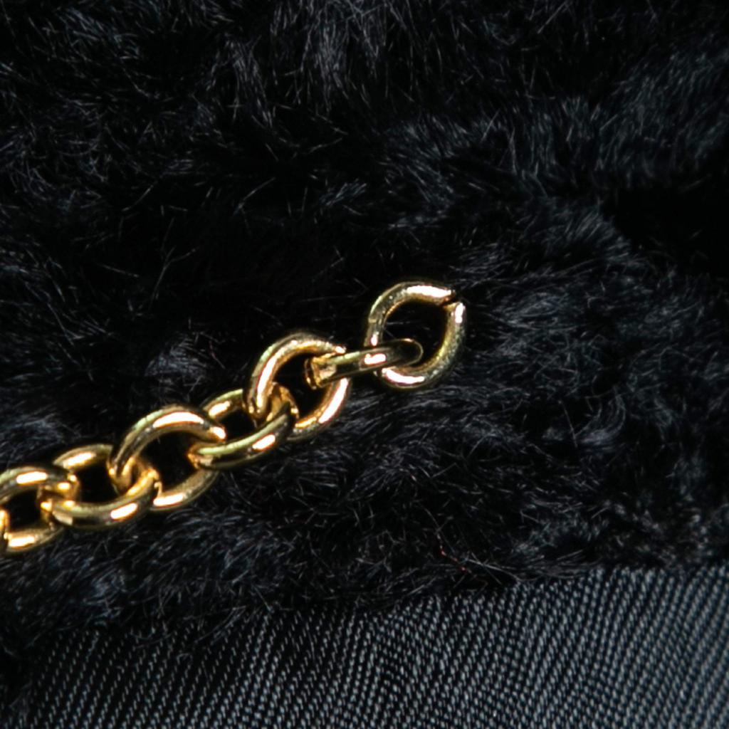 Versus Versace Vintage Black Rhinestone-Embellished Faux Fur Coat S商品第4张图片规格展示