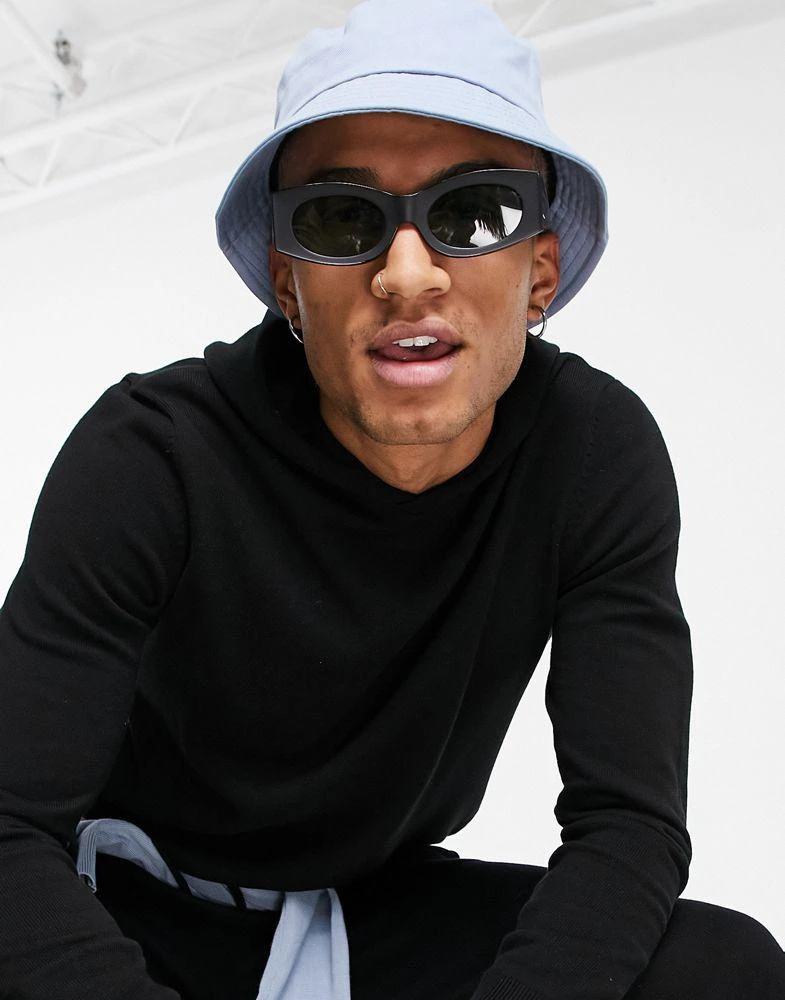 商品ASOS|ASOS DESIGN frame square sunglasses with matte black detail and smoke lens - BLACK,价格¥44,第3张图片详细描述