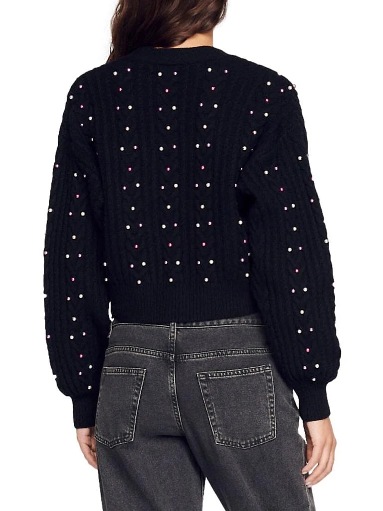 商品Sandro|Destiny Bead-Embellished Wool Cable-Knit Cropped Cardigan,价格¥1482,第3张图片详细描述