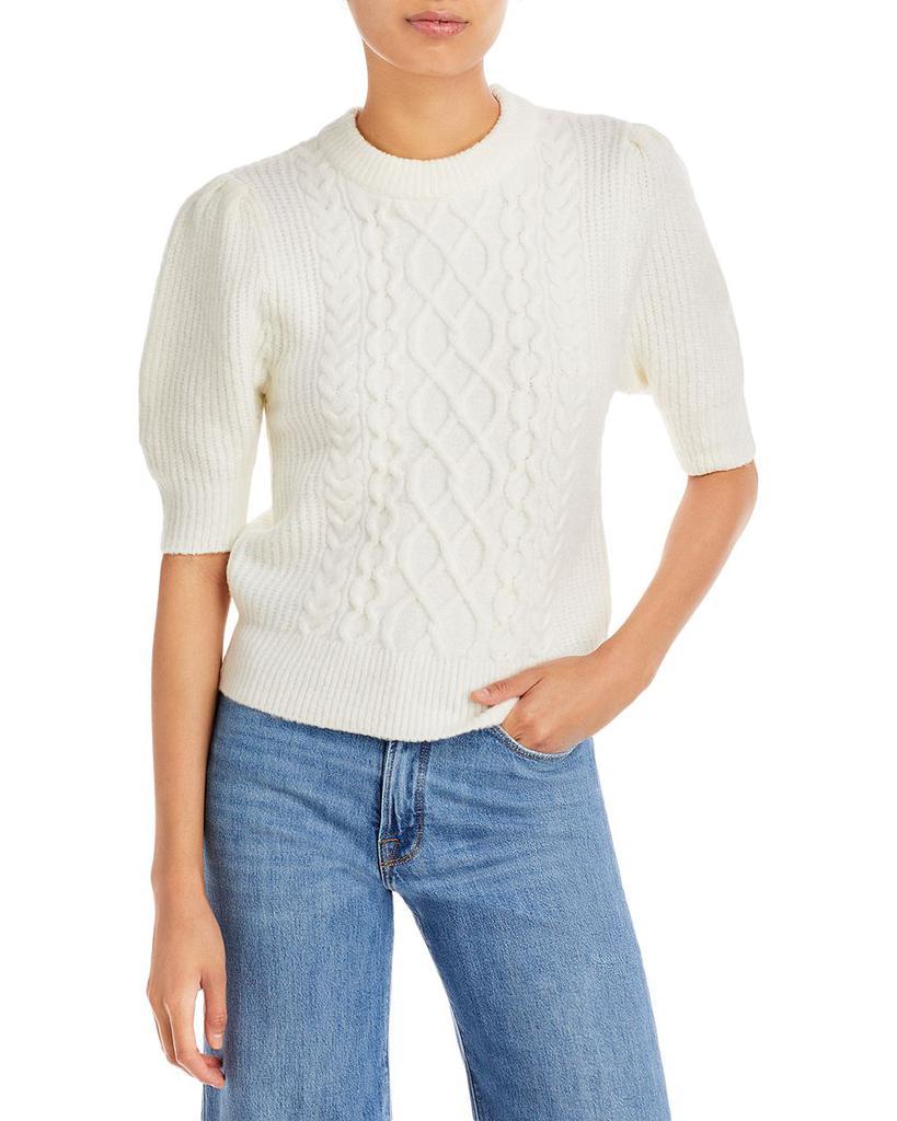 商品AQUA|Elbow Puff Sleeve Cable Knit Sweater - 100% Exclusive,价格¥575,第1张图片