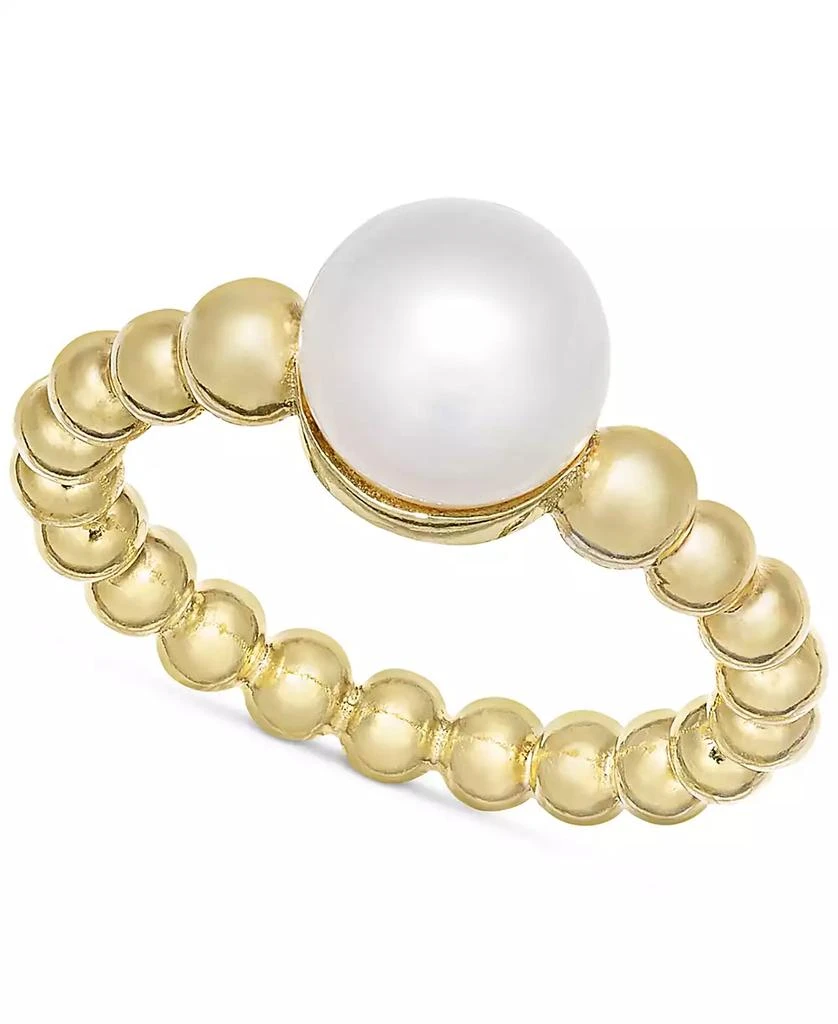 商品Macy's|Cultured Freshwater Pearl (8 1/4 x 8 1/2 mm) Beaded Ring in 14k Gold-Plated Sterling Silver,价格¥328,第1张图片