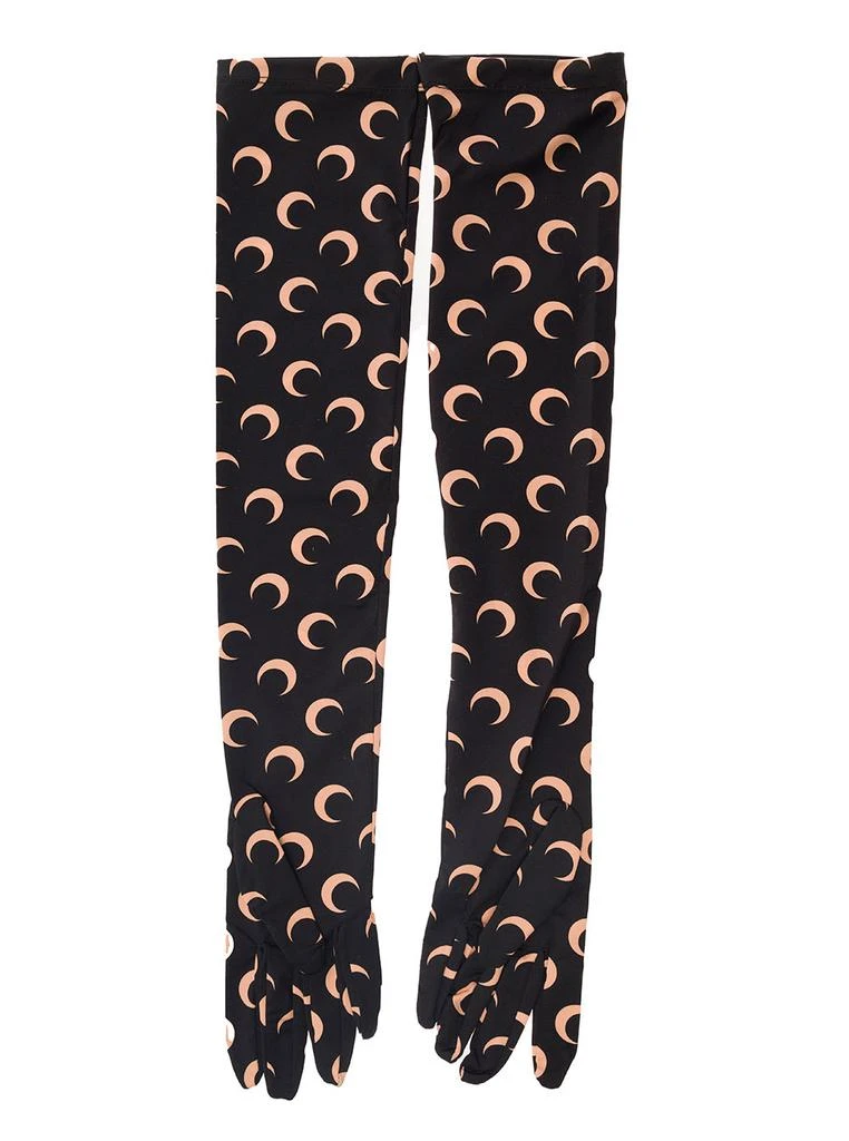 商品MARINE SERRE|Marine Serre Long Beige And Black Gloves With All-over Moonogram In Recycled Stretch Polyamide Woman,价格¥1163,第1张图片