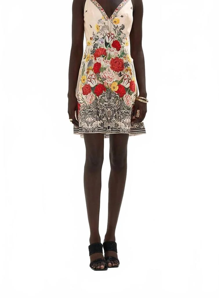 商品Camilla|V-Neck Bias Slip Dress With Back Frill In Etched Into Eternity,价格¥4151,第1张图片