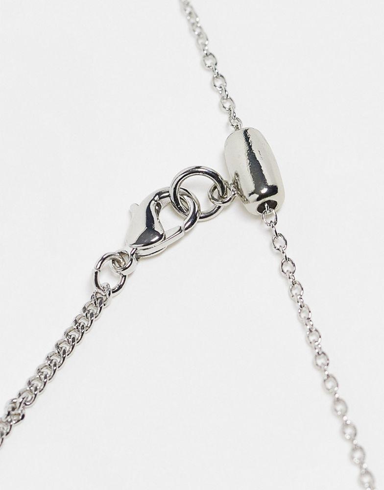 商品Reclaimed Vintage|Reclaimed Vintage unisex mutlirow with checkerboard pendant in silver,价格¥65,第5张图片详细描述