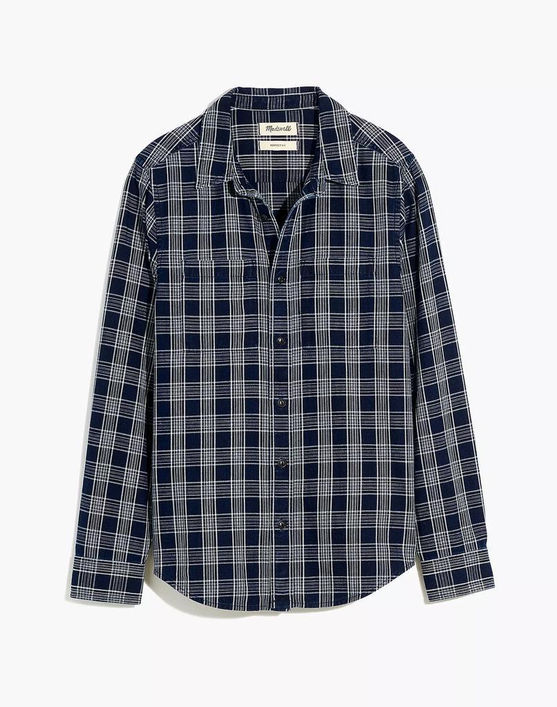 商品Madewell|Perfect Long-Sleeve Shirt in Hopson Plaid,价格¥700,第6张图片详细描述