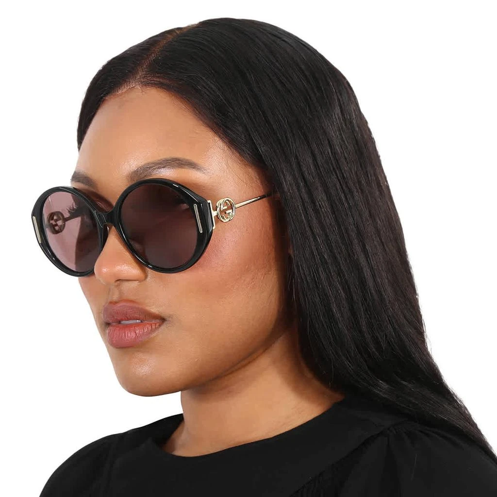 商品Gucci|Brown Round Ladies Sunglasses GG1202SK 001 58,价格¥1110,第2张图片详细描述
