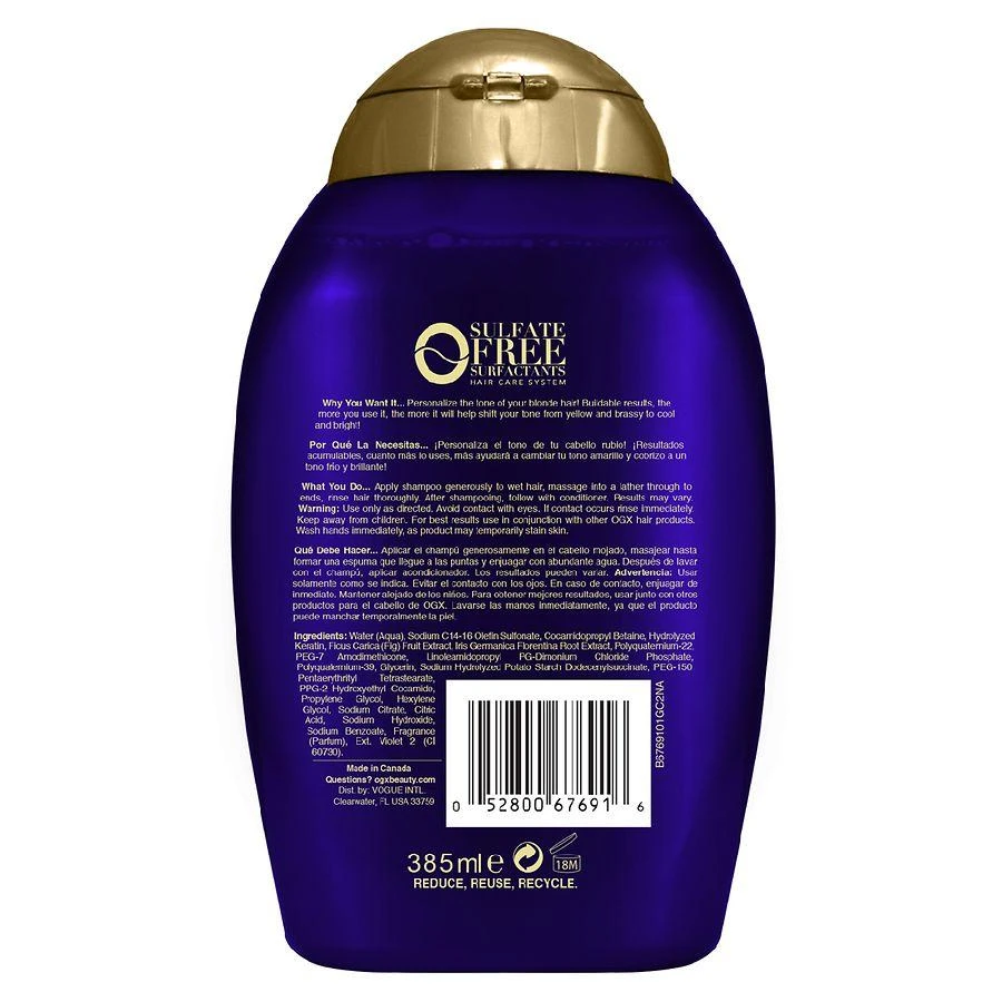 商品OGX|Blonde Purple Fig & Iris Shampoo,价格¥59,第2张图片详细描述