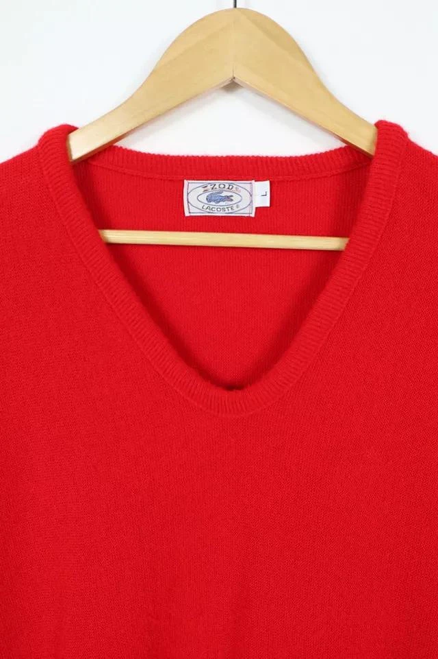 商品Lacoste|Vintage Lacoste V-Neck Red Sweater,价格¥749,第2张图片详细描述