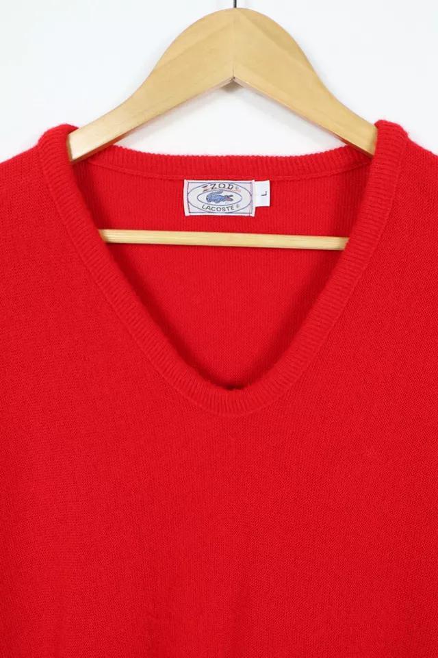 商品Lacoste|Vintage Lacoste V-Neck Red Sweater,价格¥692,第4张图片详细描述